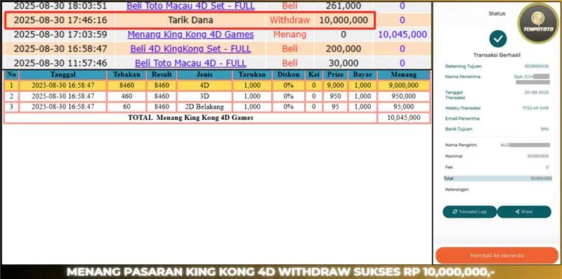 BUKTI JP TEMPOTOTO TOGEL