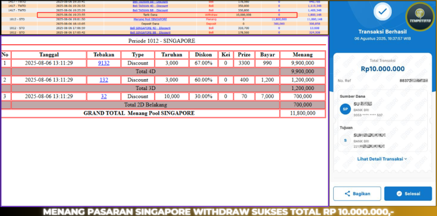 BUKTI JP TEMPOTOTO TOGEL
